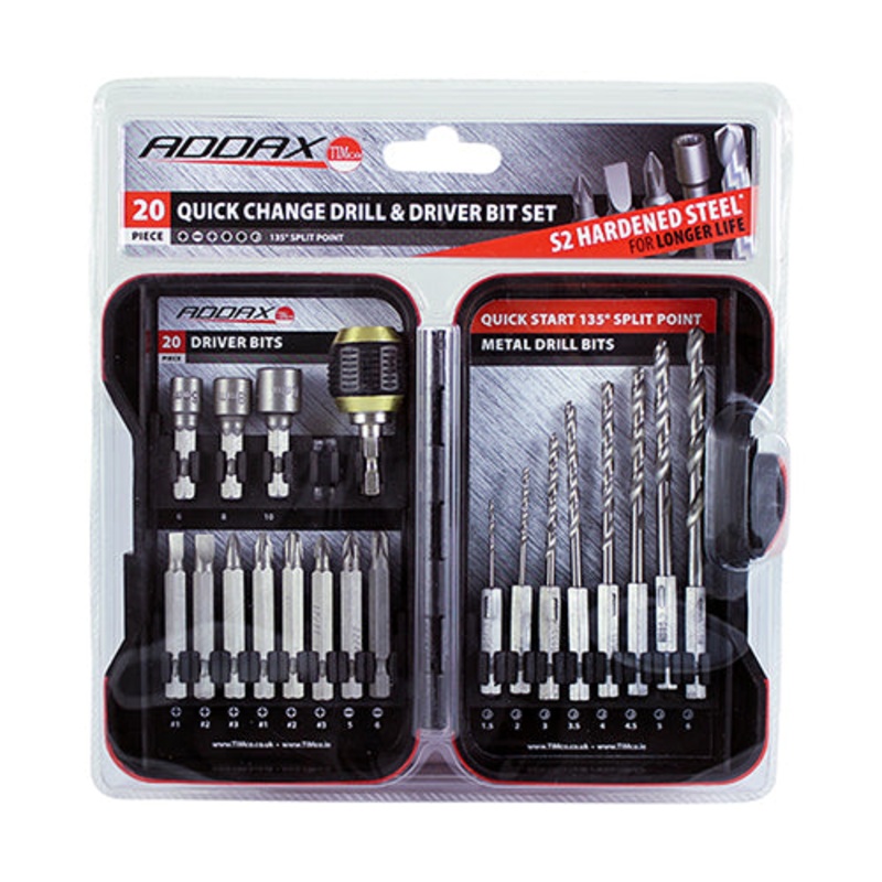 Timco Driver Bit & Ground Jobber Drill Bit Set 20pc