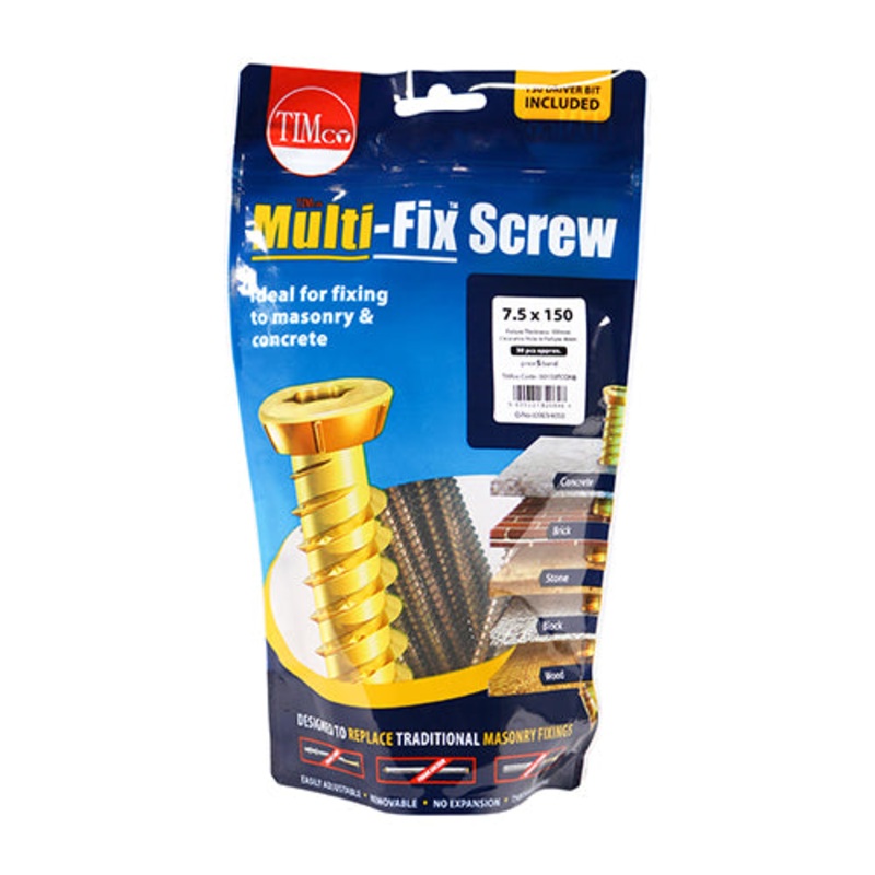 Timco Concrete Screws – TX – Flat Countersunk – Yellow 7.5 x 150 – 30 Pieces