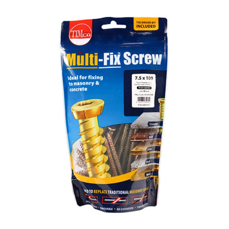 Timco Concrete Screws – TX – Flat Countersunk – Yellow 7.5 x 60 – 85 Pieces