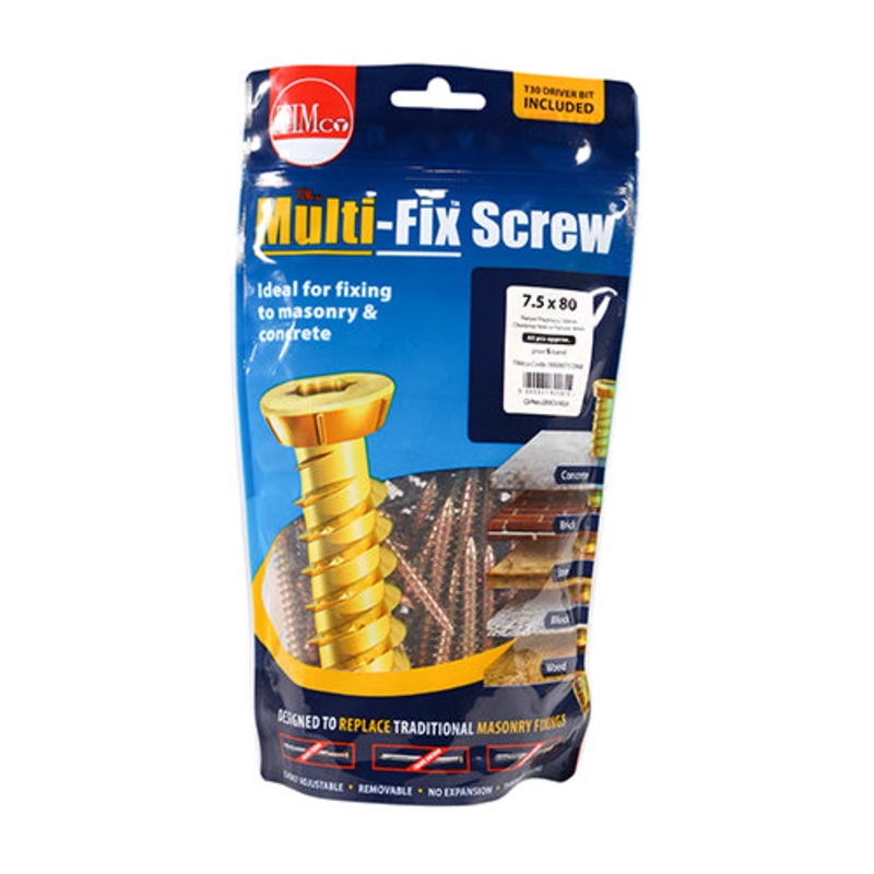 Timco Concrete Screws – TX – Flat Countersunk – Yellow 7.5 x 80 – 65 Pieces