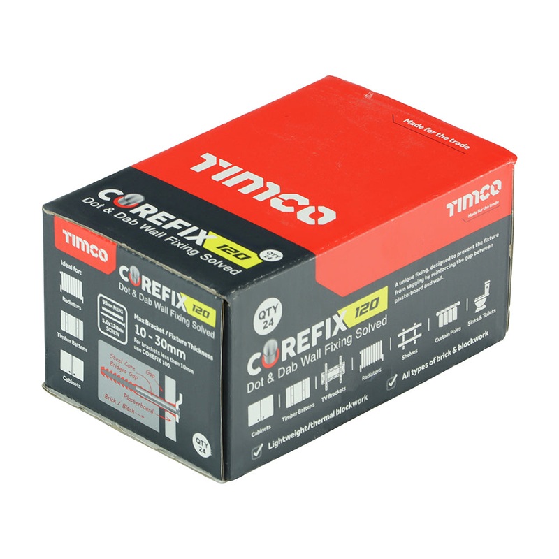 Timco Corefix 120 Dot & Dab Wall Fixing 5.0 x 120 – 24 Pieces