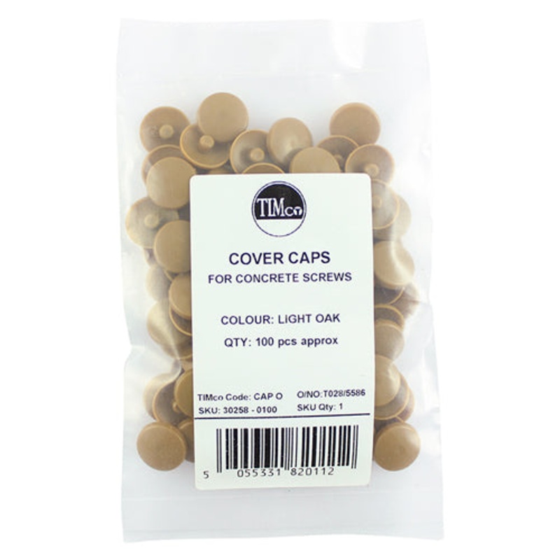 Timco Concrete Screw Cover Caps – Light Oak LIGHT OAK – 100 Pieces