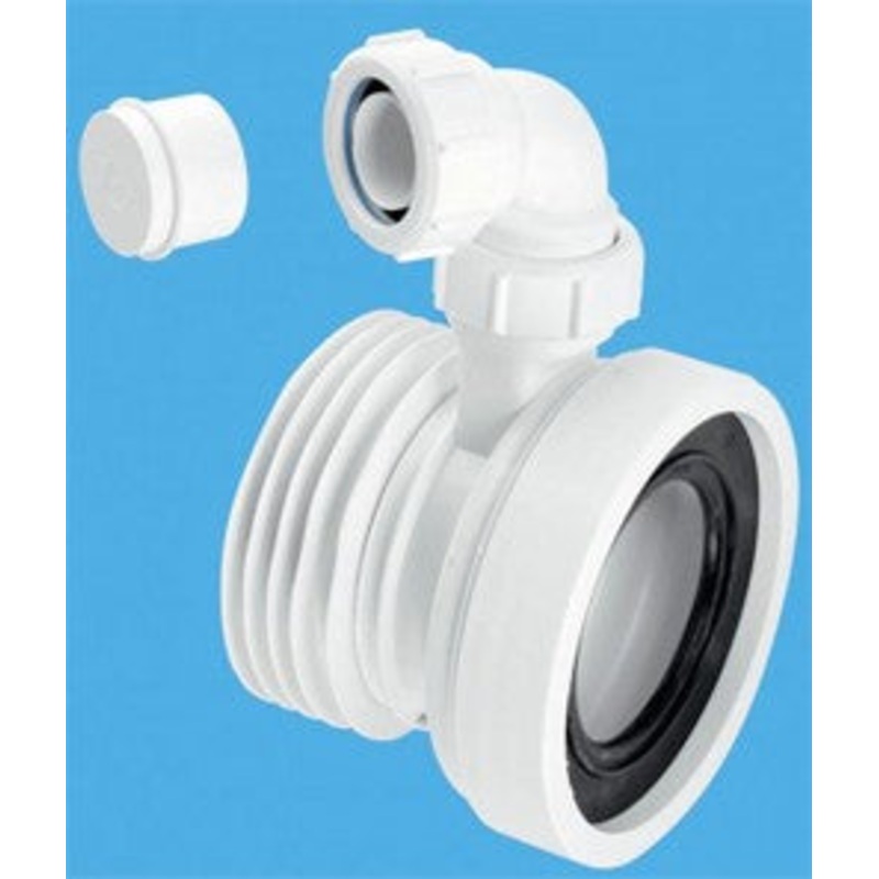 97-107mm Inlet X 4/110mm Outlet Straight Rigid WC Connector With 1? Universal Vent Boss WC-CON1V 7718
