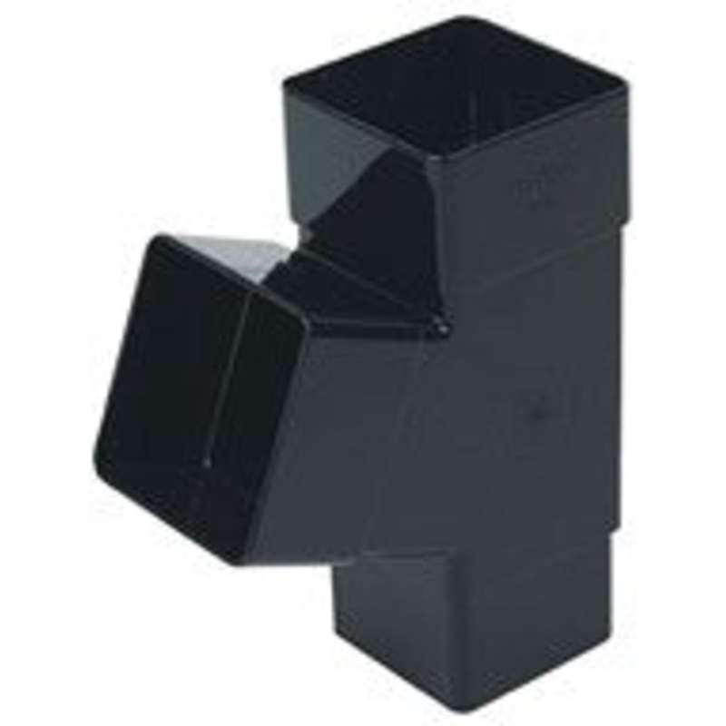 65mm 112* Square Downpipe Branch (Black)