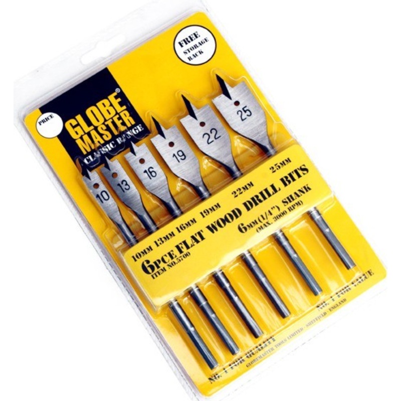 6pc Wood Flat Bits Set
