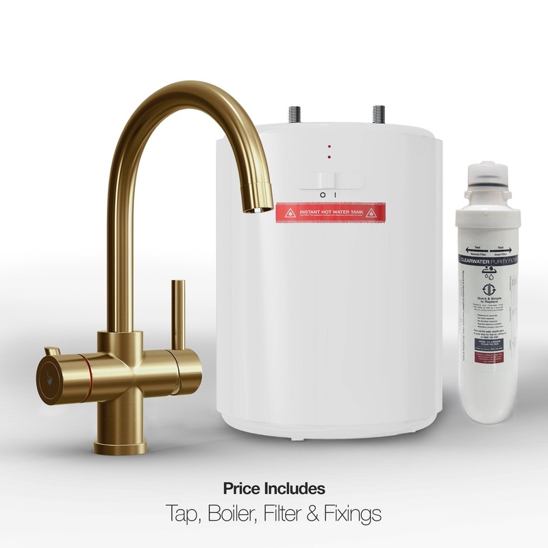 INSTANTI IBERIA FURNAS SWAN NECK CHAMPAGNE GOLD INSTANT BOILING WATER TAP