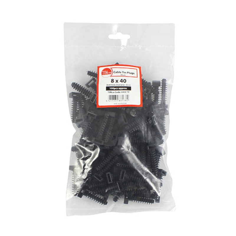 Timco Cable Tie Plugs – Black 8.0 x 40 – 100 Pieces