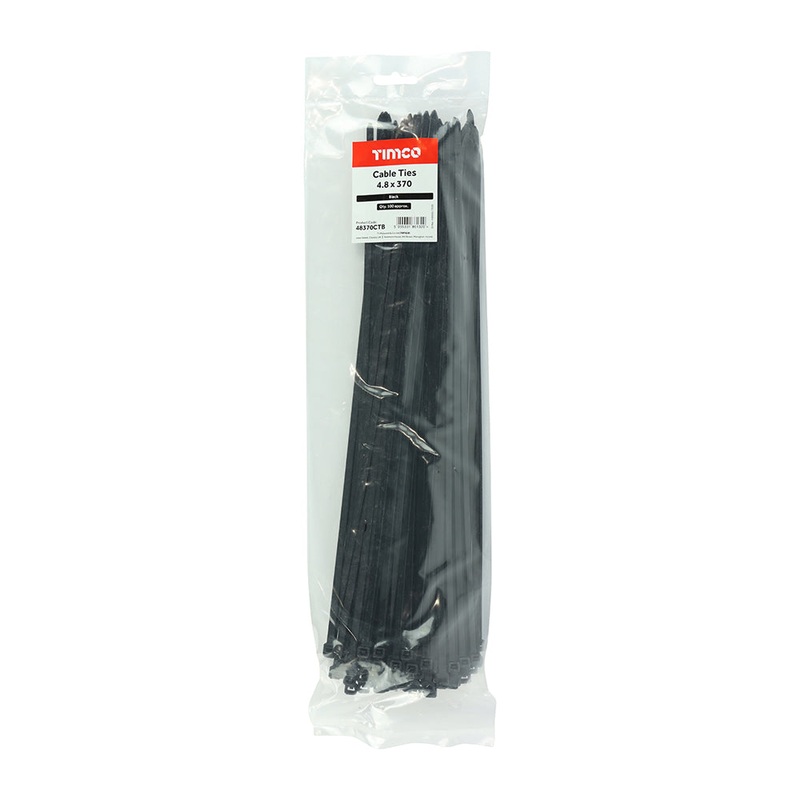 Timco Cable Ties – Black 4.8 x 370 – 100 Pieces
