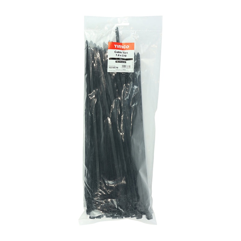 Timco Cable Ties – Black 7.6 x 370 – 100 Pieces