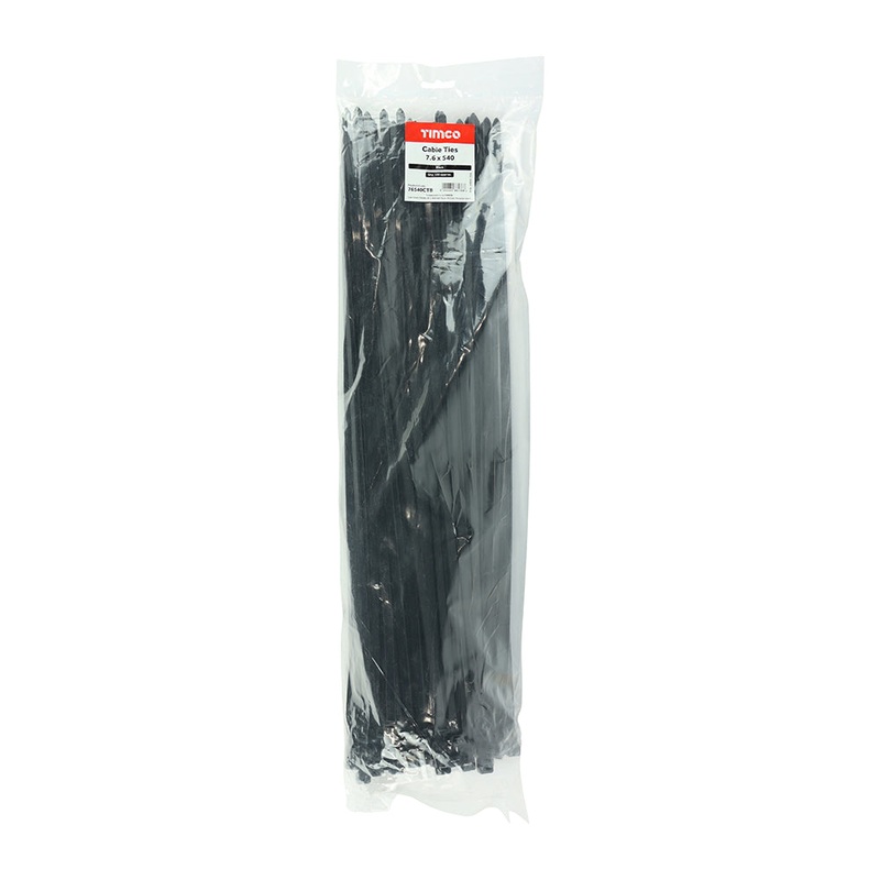 Timco Cable Ties – Black 7.6 x 540 – 100 Pieces