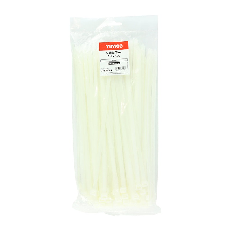 Timco Cable Ties – Natural 7.6 x 300 – 100 Pieces