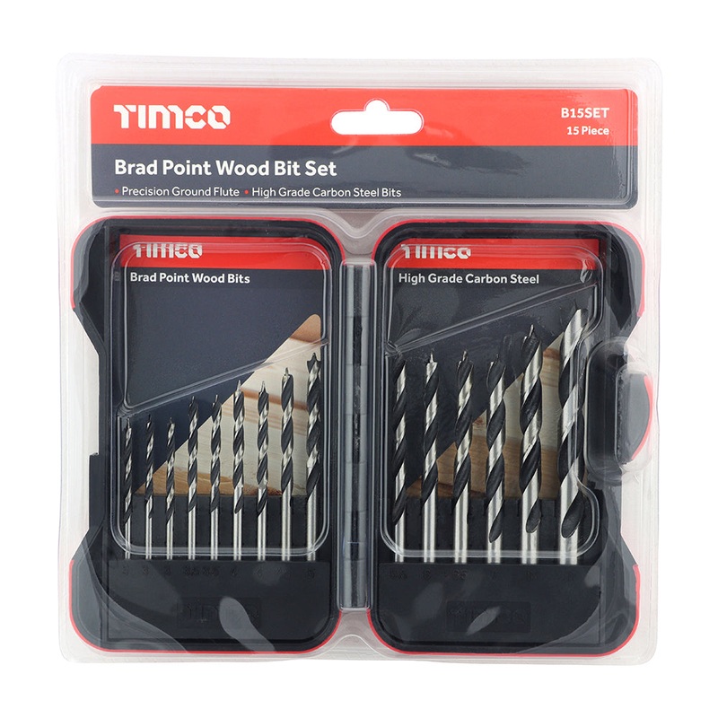 Timco Brad Point Wood Bit Set 15pc