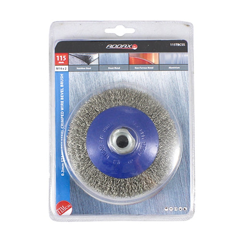 Timco Angle Grinder Bevel Brush – Crimped Stainless Steel 115mm