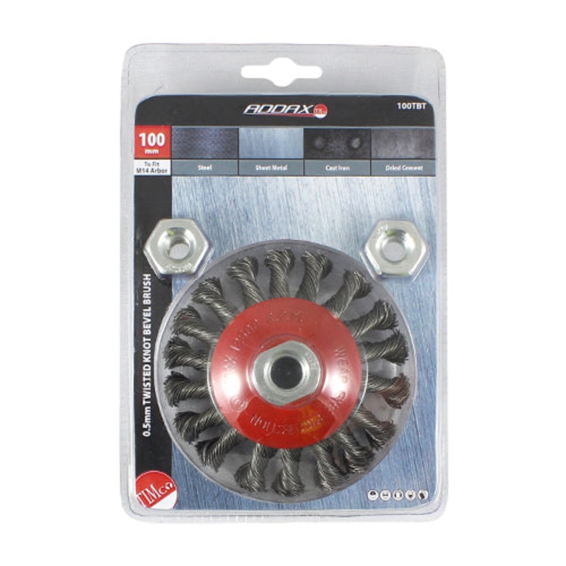 Timco Angle Grinder Bevel Brush – Twisted Knot Steel Wire 100mm
