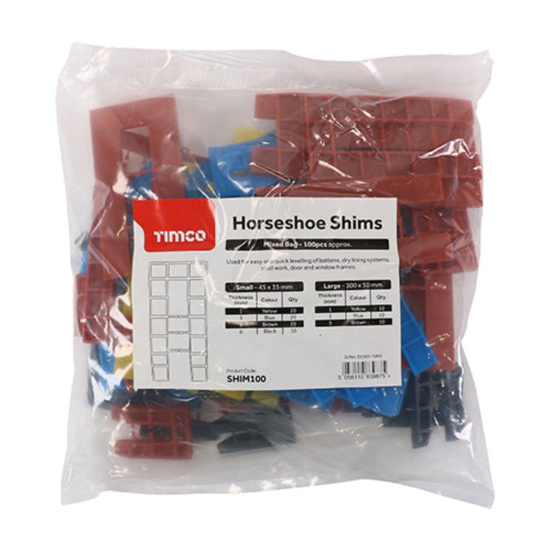 Timco Assorted Horseshoe Shims 1.0, 3.0, 5.0, 6.0mm – 100 Pieces