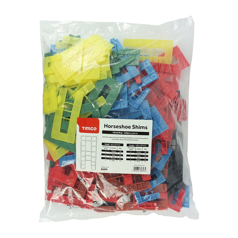 Timco Assorted Horseshoe Shims 1.0 – 6.0mm – 200 Pieces