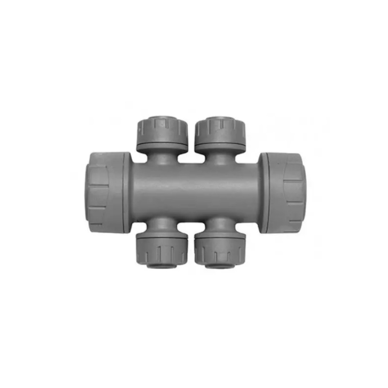 Polyplumb 22mm x 10mm 4-Port Socket/Socket Manifold – Polypipe (Grey) – PB4822