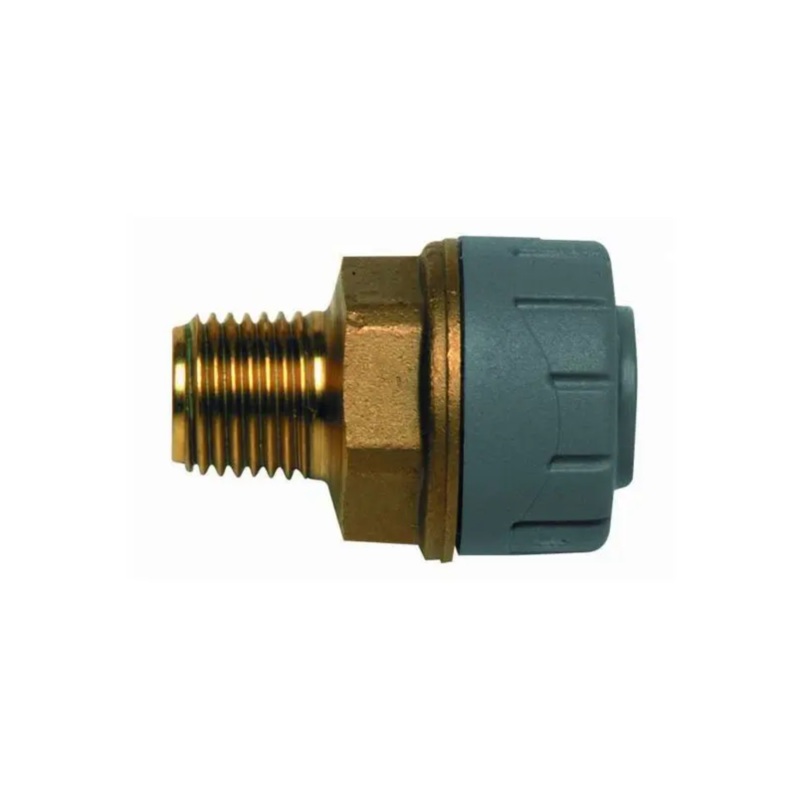 Polyplumb 22mm x 3/4 Male Iron Straight Connector – Polypipe (Brass) – PB4322
