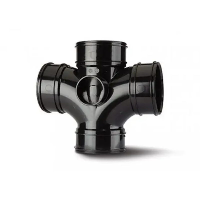 110mm Double Branch 4 Socket – Polypipe System 2000 (Black) – SWU424B