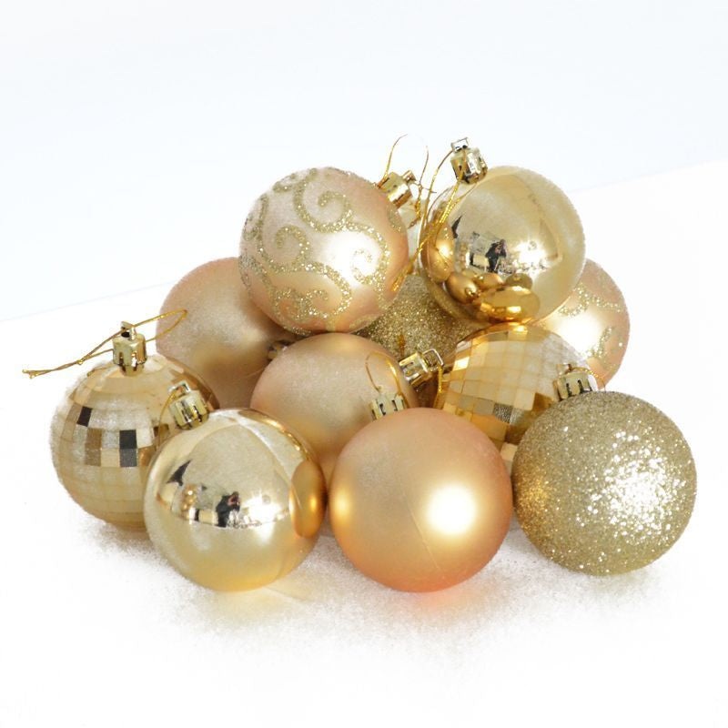 35 x Christmas Tree Baubles Decoration Gold with Glitter Pattern – 6cm by Christmas Time