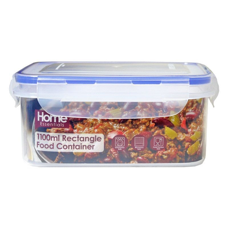 Plastic Food Container Rectangle 1.1 Litres – Clear by Clipseal