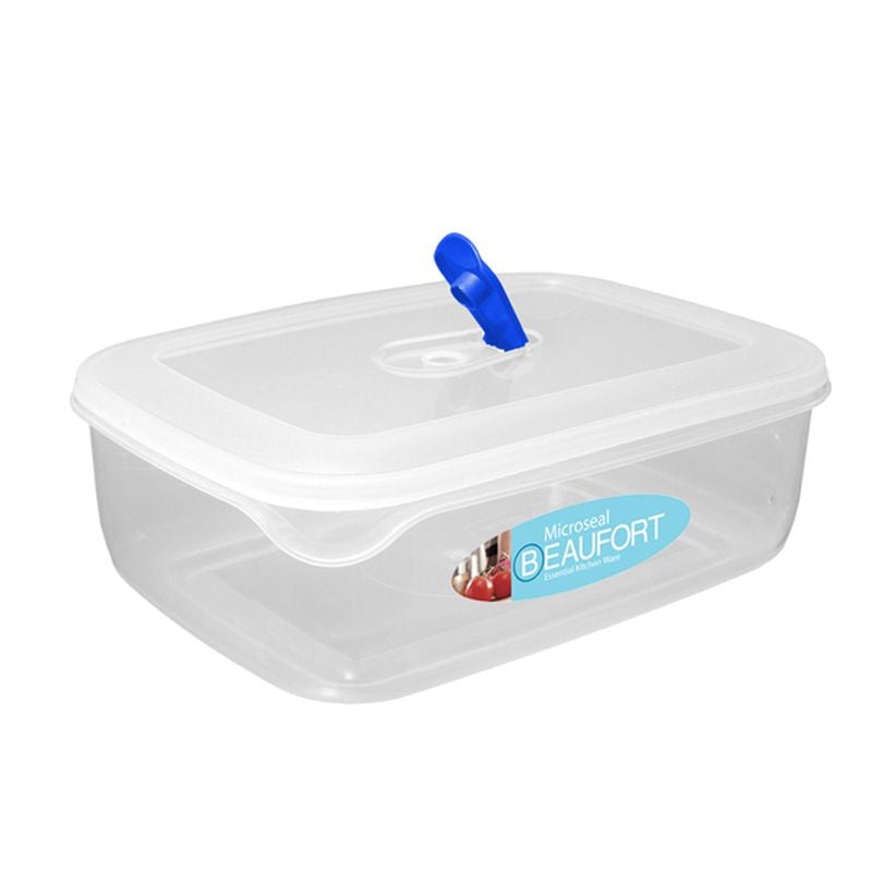 Plastic Food Container Rectangle 2.2 Litres – Clear Microseal by Beaufort