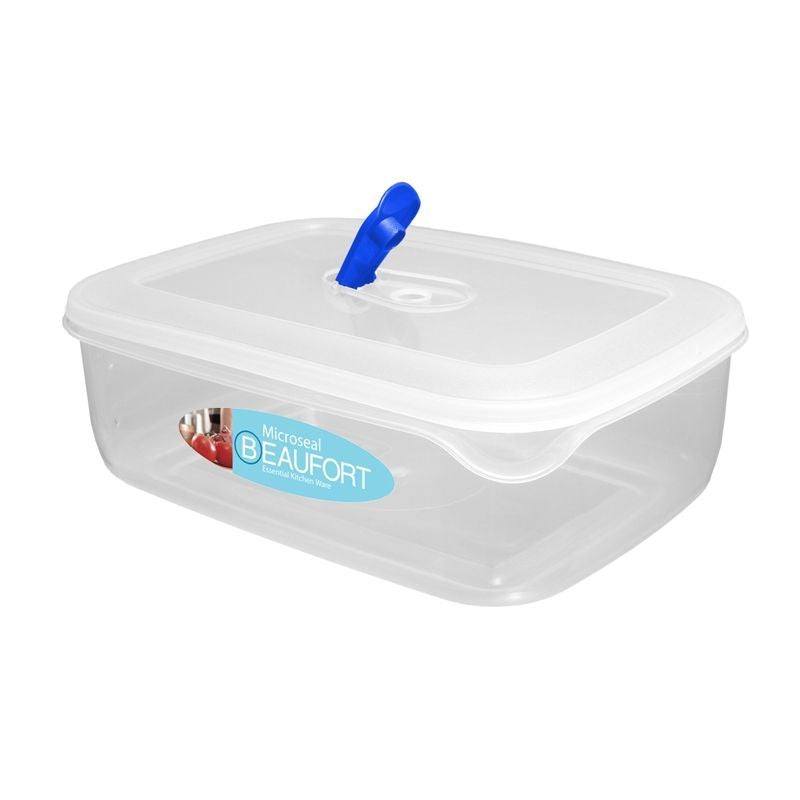 Plastic Food Container Rectangle 3.5 Litres – Clear Microseal by Beaufort