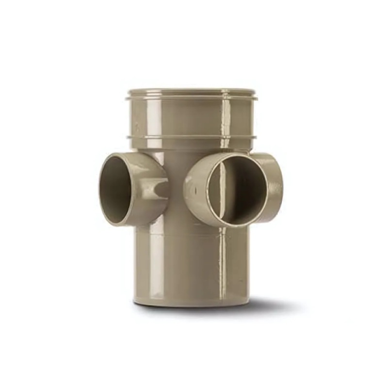 Polysoil 110mm 3-Way Single-Socket Boss Pipe – Polypipe (Grey) – SWE59SG