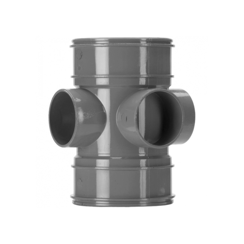 110mm 3-Way Double Socket Boss Pipe – Polypipe System 2000 (Grey) – SWE60SG