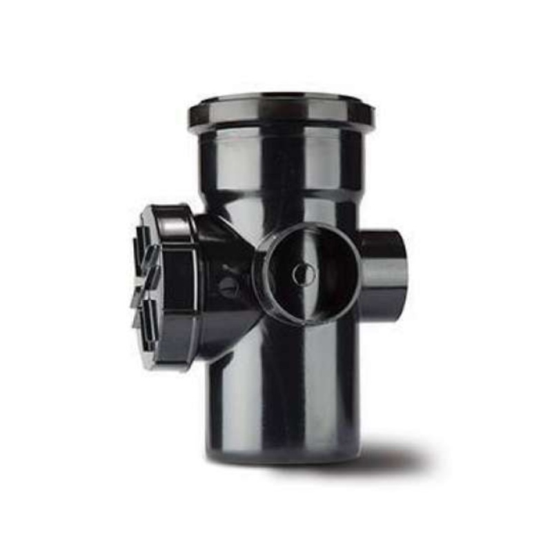 110mm Single Socket Access Pipe (2 Boss) – Polypipe (Black) – SA43B