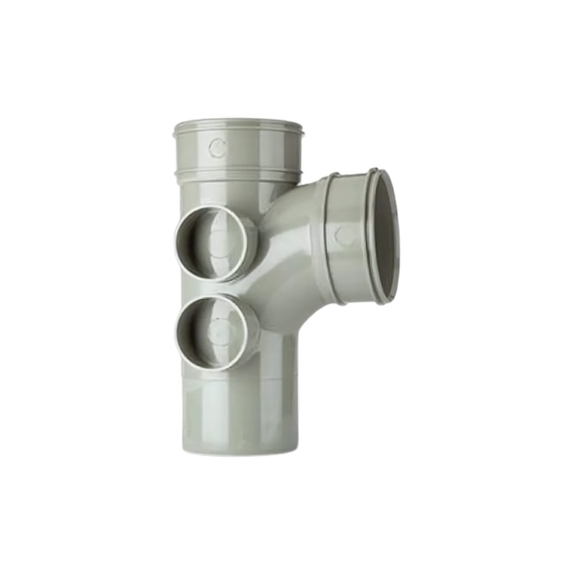 4in/110mm x 92 Single Branch Double Socket (4 Boss Shoulders) – Polypipe System 2000 (Grey) – SWT28SG