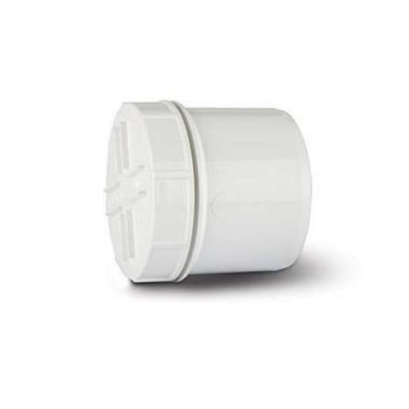 PolySoil 110mm Screwed Access Plug and Cap Spigot Tail – Polypipe (White) – SA62W