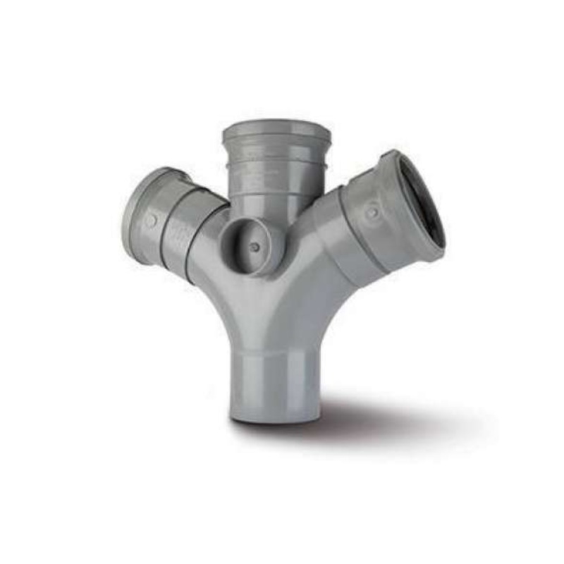 PolySoil 110mm x 112.5 Double Branch Triple Socket Junction – Polypipe (Grey) – SU422G