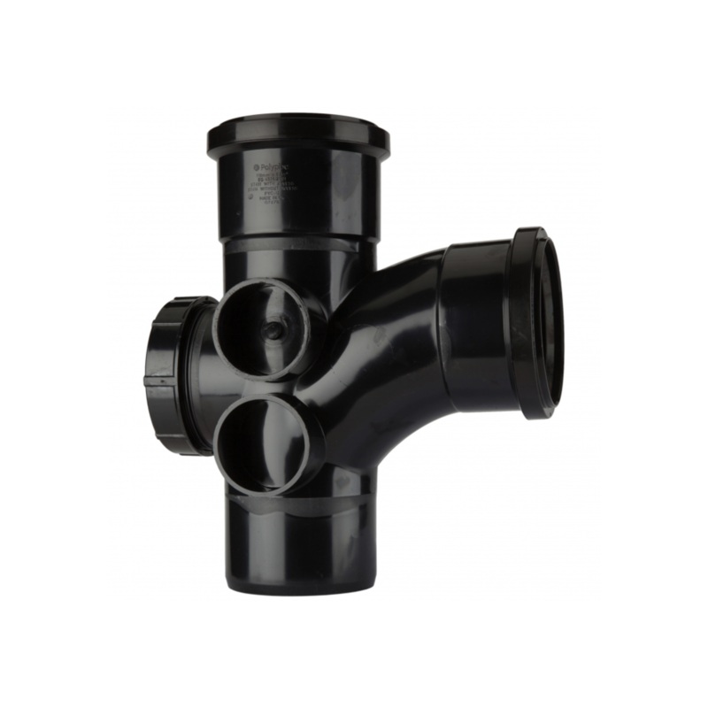 PolySoil 110mm x 92.5 Access Branch (4 Boss) – Polypipe (Black) – ST410B