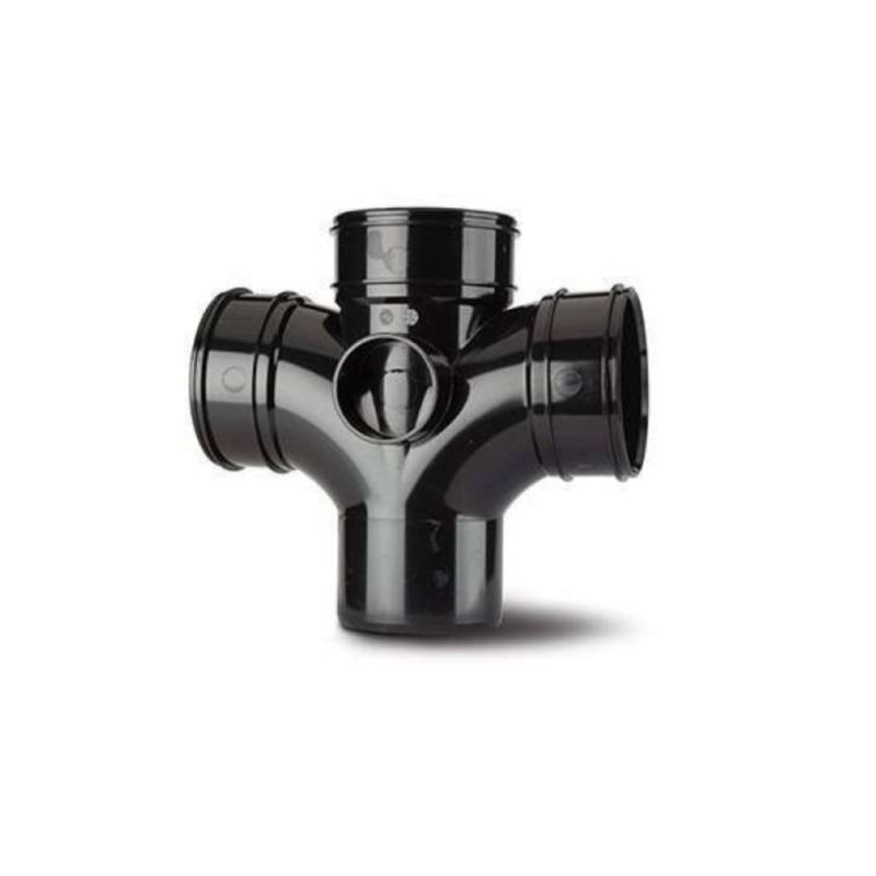 PolySoil 110mm x 92.5 Double Branch – Polypipe (Black) – SU420B