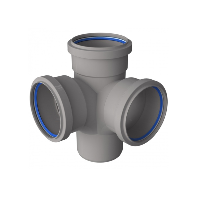 PolySoil 110mm x 92.5 Triple Socket Corner Branch – Polypipe (Grey) – STC401G
