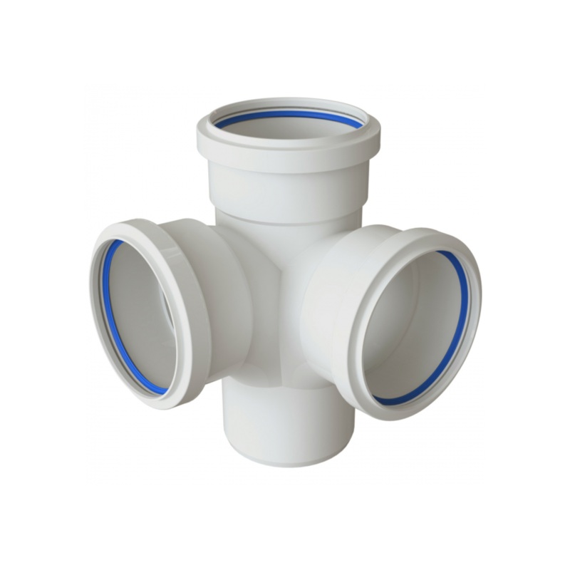 PolySoil 110mm x 92.5 Triple Socket Corner Branch – Polypipe (White) – STC401W