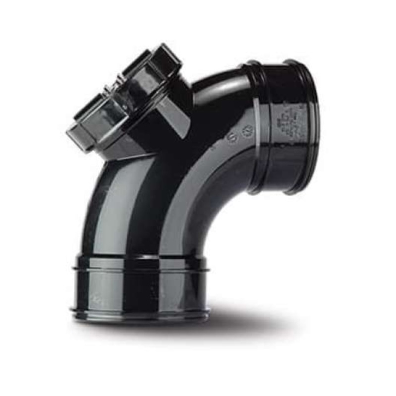 110mm x 92.5 Double Socket Access Bend – Polypipe (Black) – SWA87B