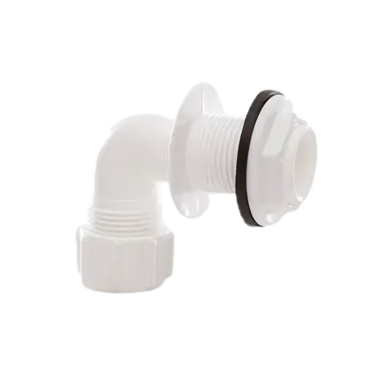 21.5mm Bent Tank Connector – Polypipe (White) – VP50