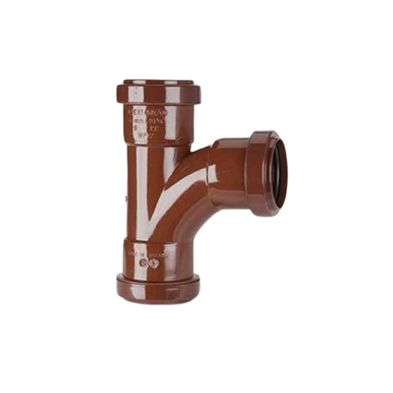 40mm x 91.25 Push-Fit Swept Tee – Polypipe Waste (Brown) – WP22BR