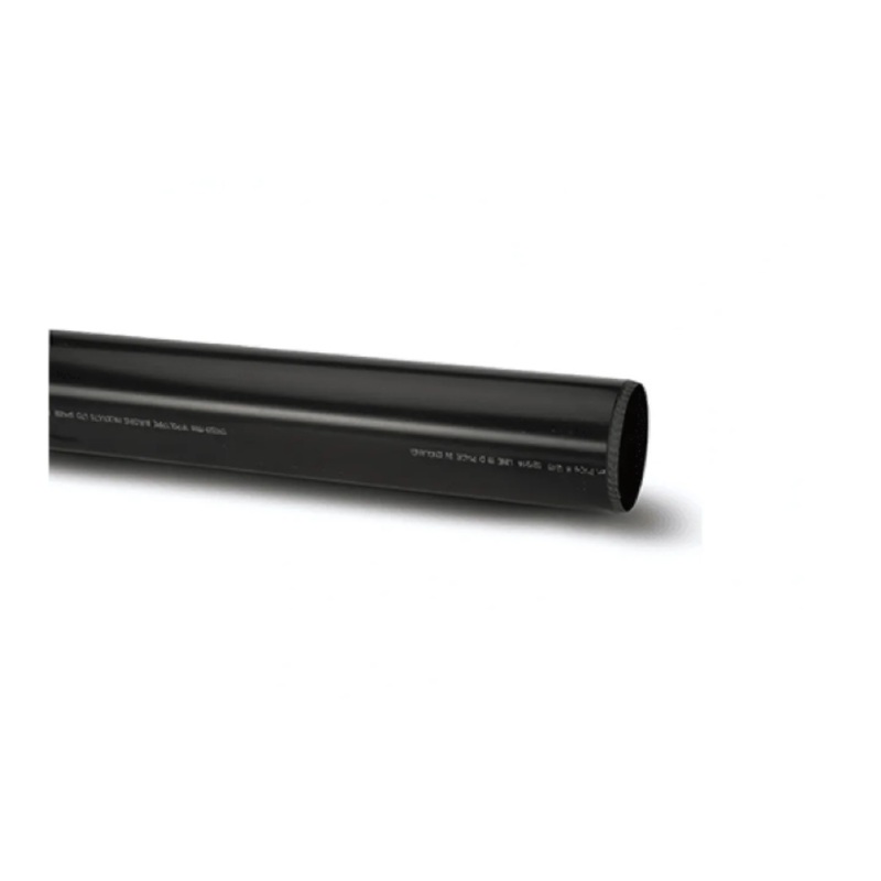 82mm x 3m Soil Plain Ended Pipe – Polypipe (Black) – PP330B