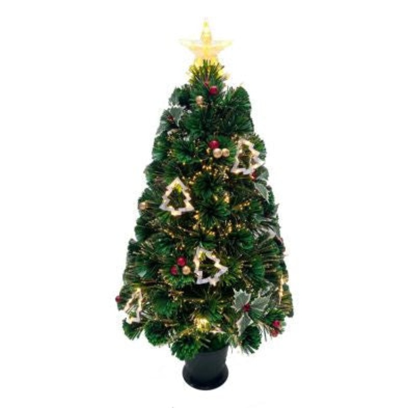 3ft Fibre Optic Christmas Tree Artificial – Dark Green Fibre Optic Warm White