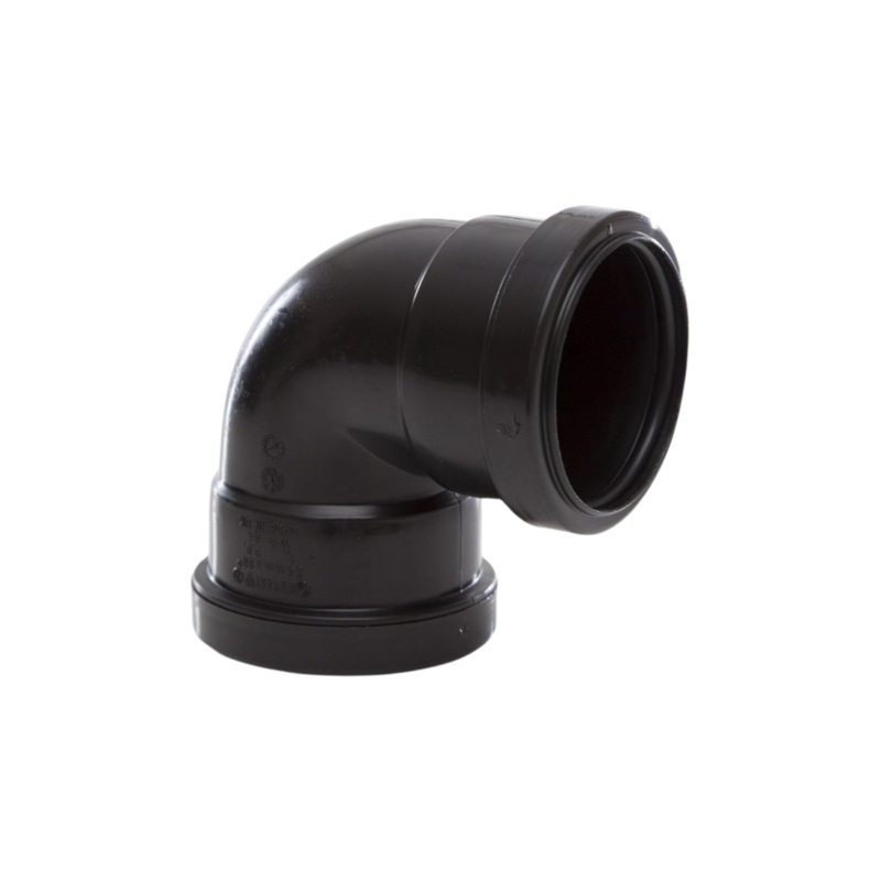 50mm x 90 Push-Fit Knuckle Bend – Polypipe Waste (Black) – WP64B