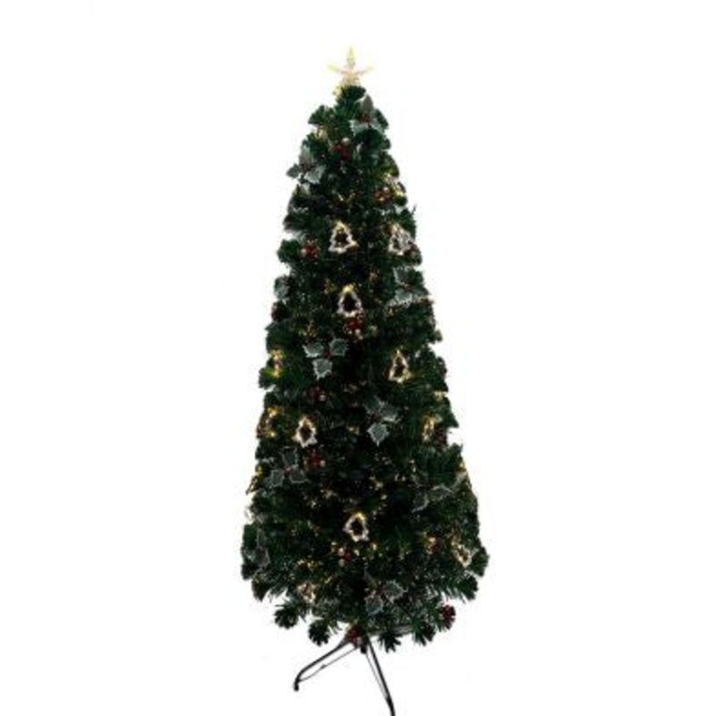 6ft Fibre Optic Christmas Tree Artificial – Dark Green Fibre Optic Warm White