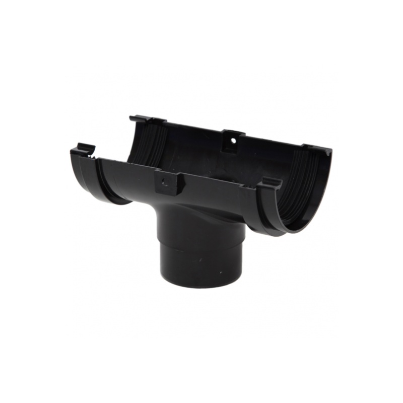 75mm HalfRound Gutter Running Outlet – Polypipe (Black) – RM305B