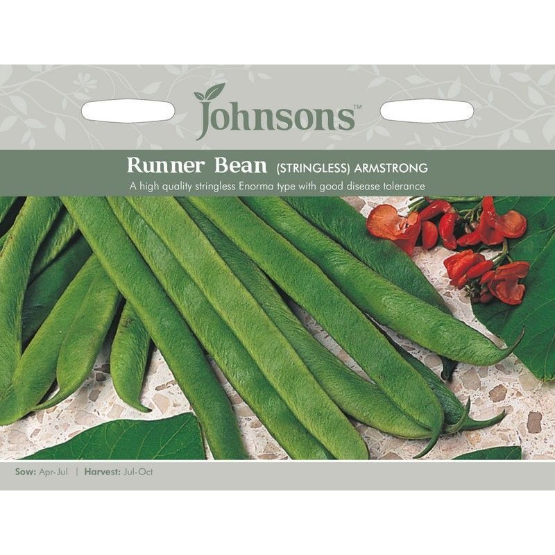 Johnsons Runner Bean Armstrong Stringless Seeds