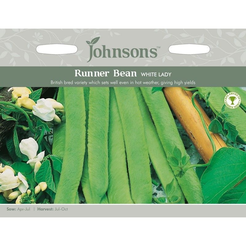 Johnsons Runner Bean White Lady Seeds