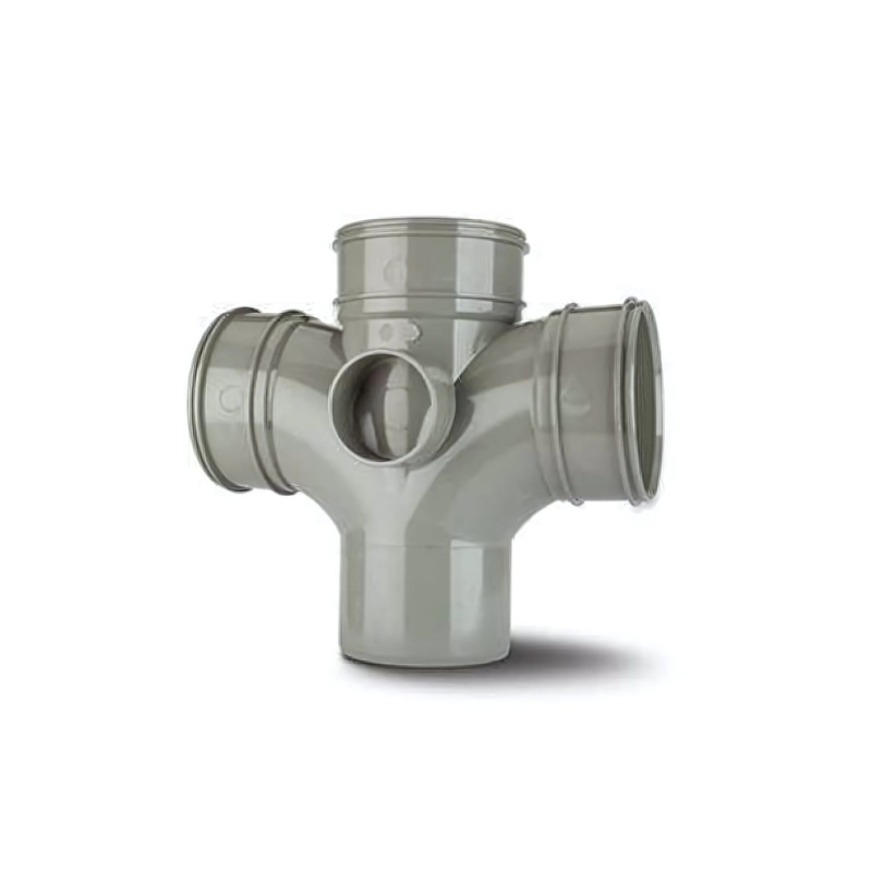 110mm x 92 Double Branch Triple Socket/Spigot – Polypipe System 2000 (Grey) – SWU423SG