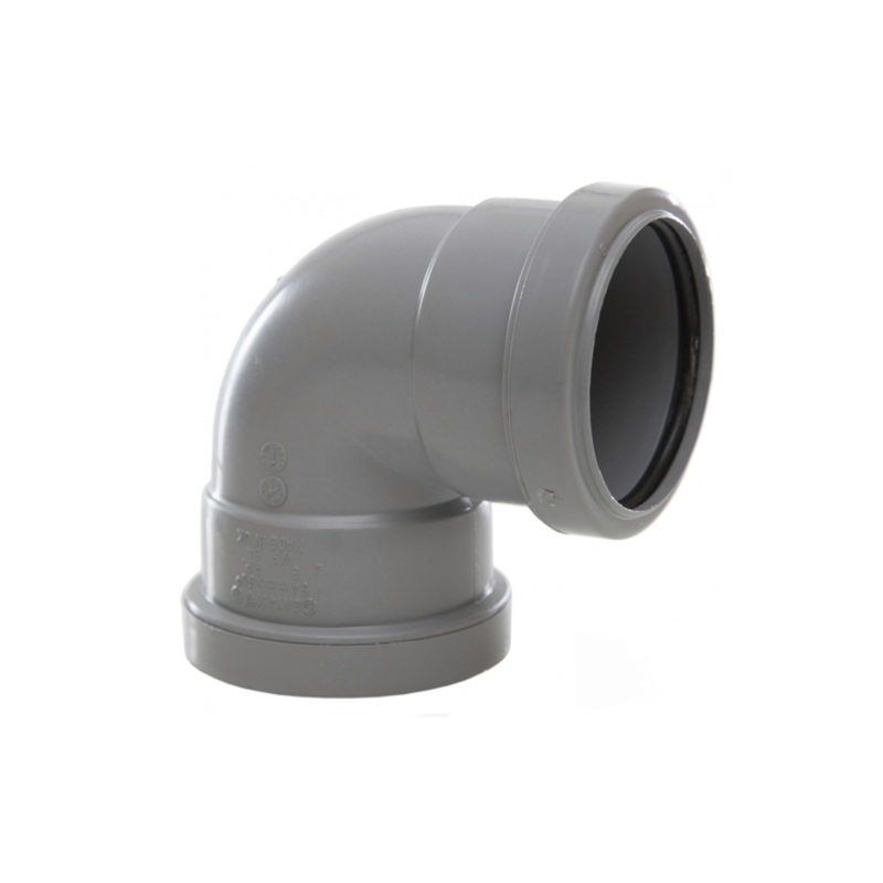 50mm x 90 Push-Fit Knuckle Bend – Polypipe Waste (Grey) – WP64G