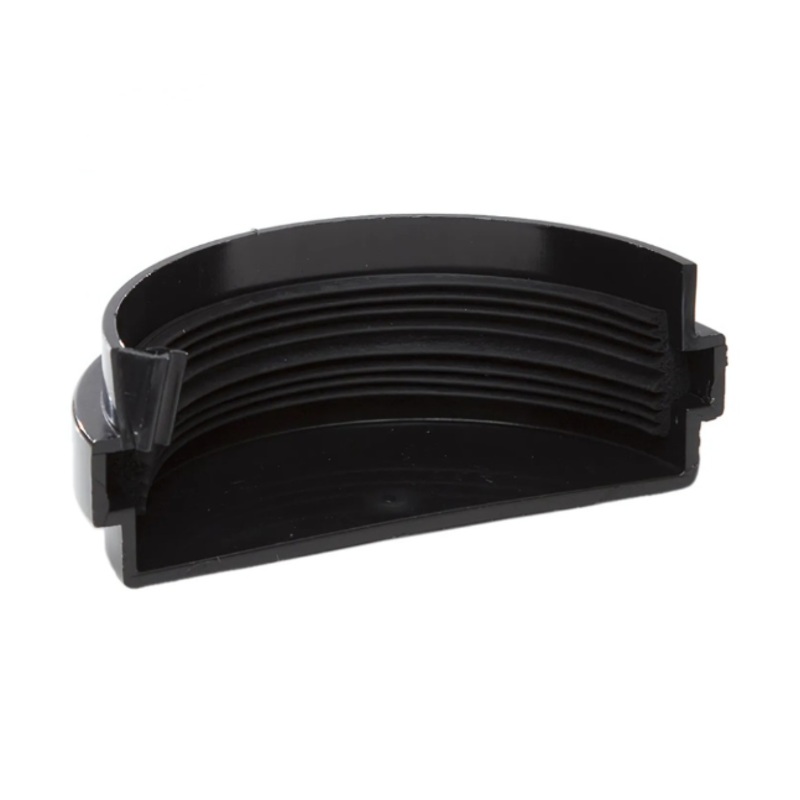 75mm PVCU Half-Round Gutter External StopEnd – Polypipe (Black)  RM307B